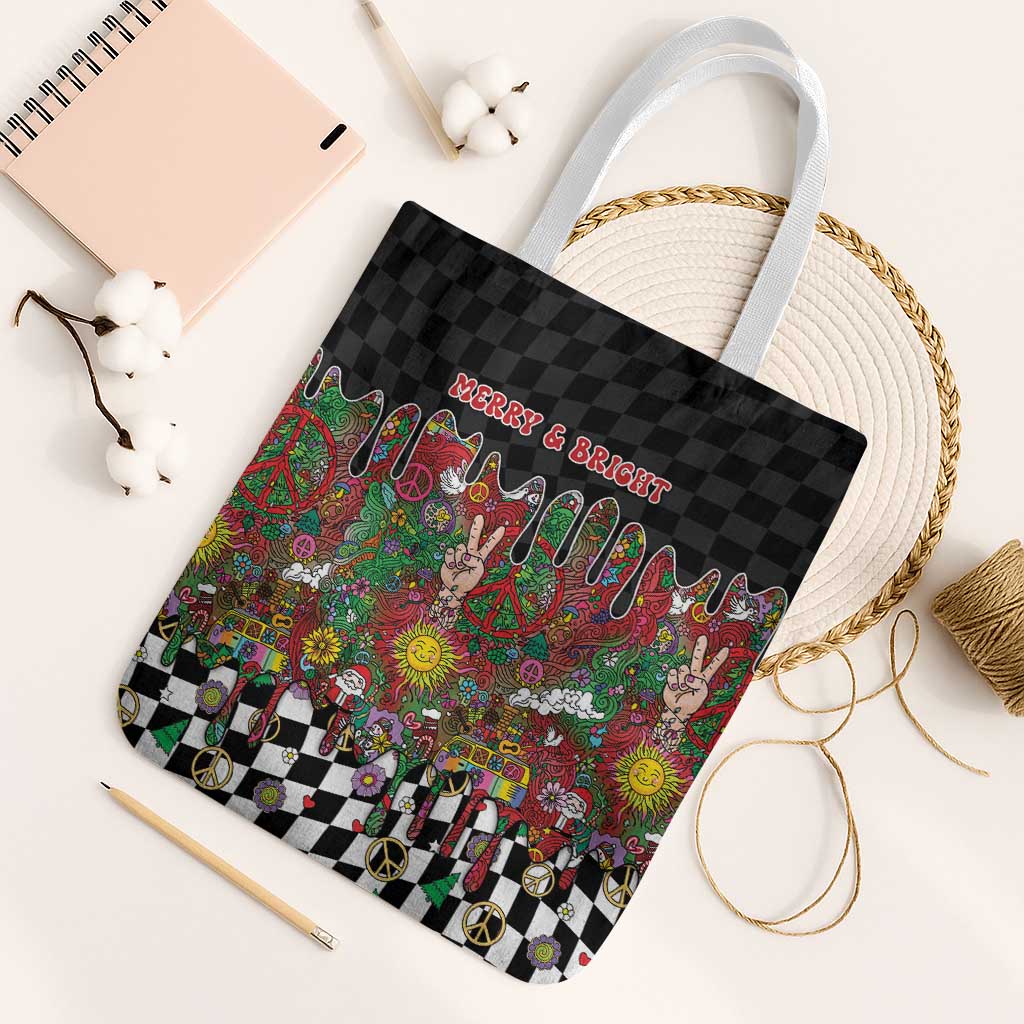 Hippie Christmas Tote Bag Doodle Style - Wonder Print Shop