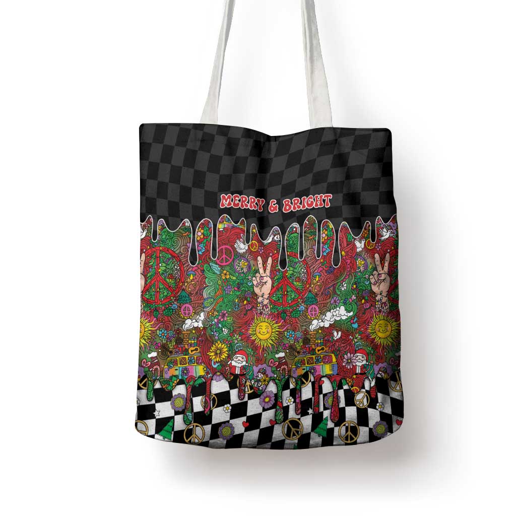 Hippie Christmas Tote Bag Doodle Style - Wonder Print Shop