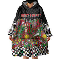 Hippie Christmas Wearable Blanket Hoodie Doodle Style - Wonder Print Shop