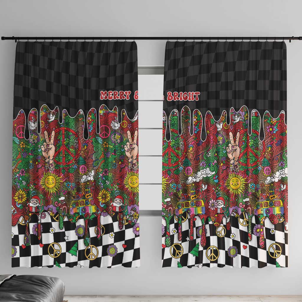 Hippie Christmas Window Curtain Doodle Style - Wonder Print Shop