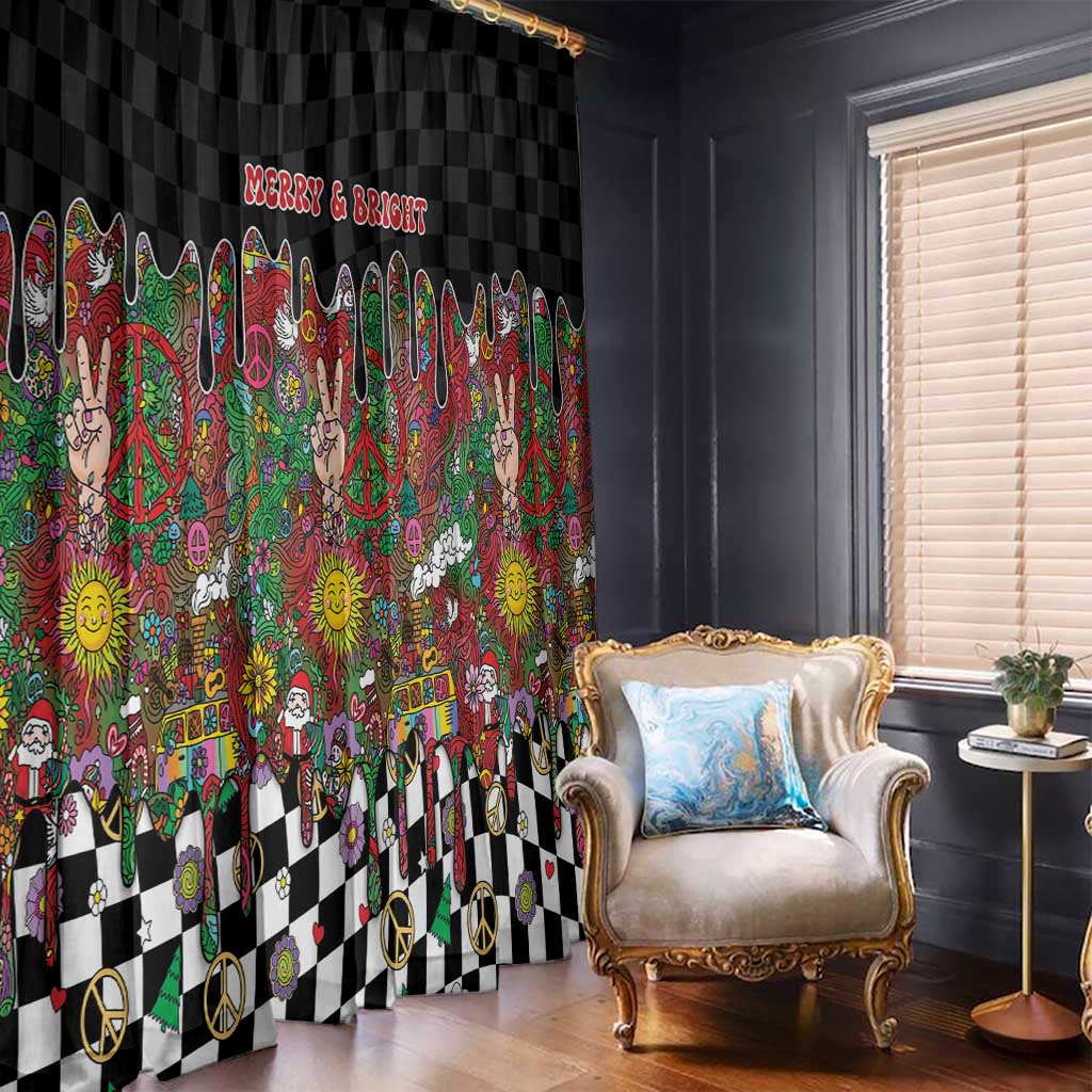 Hippie Christmas Window Curtain Doodle Style - Wonder Print Shop