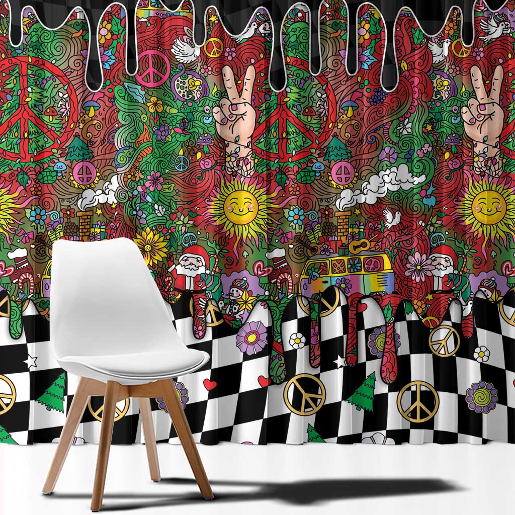 Hippie Christmas Window Curtain Doodle Style - Wonder Print Shop