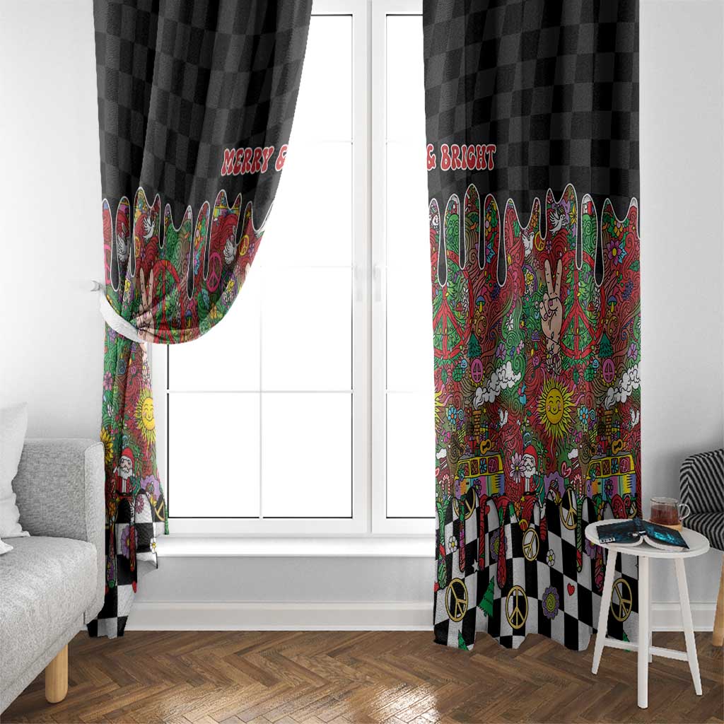Hippie Christmas Window Curtain Doodle Style - Wonder Print Shop