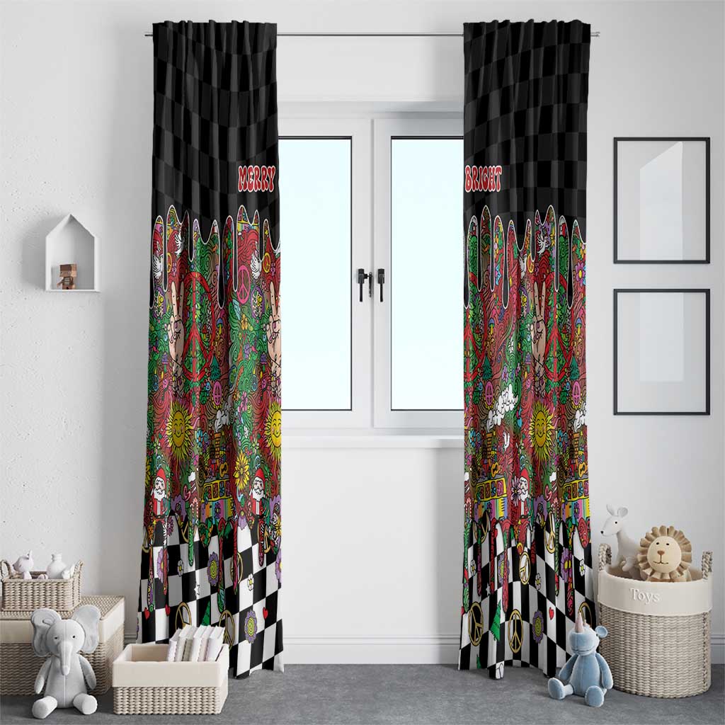 Hippie Christmas Window Curtain Doodle Style - Wonder Print Shop
