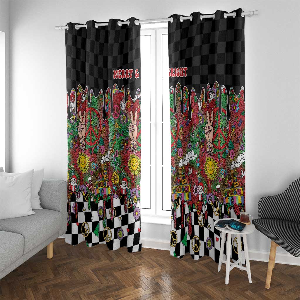 Hippie Christmas Window Curtain Doodle Style - Wonder Print Shop