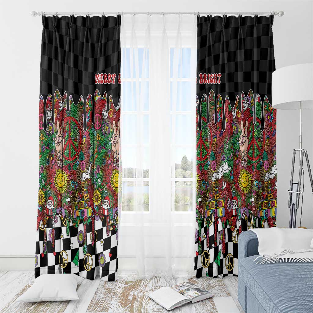 Hippie Christmas Window Curtain Doodle Style - Wonder Print Shop