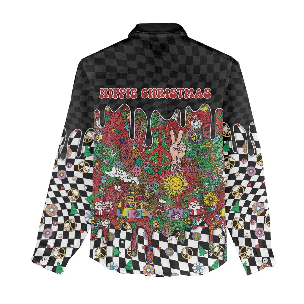 Hippie Christmas Women Casual Shirt Doodle Style - Wonder Print Shop
