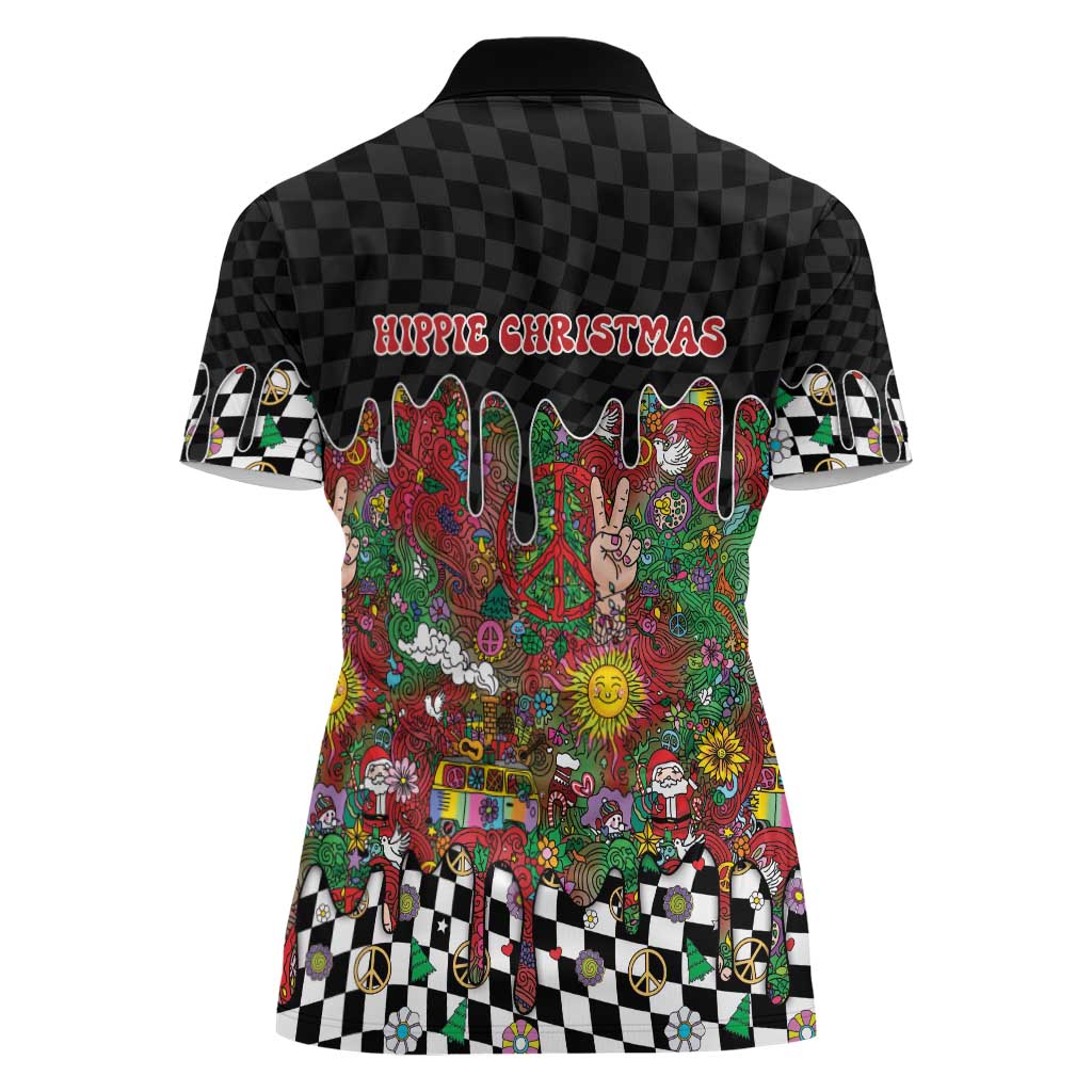 Hippie Christmas Women Polo Shirt Doodle Style - Wonder Print Shop