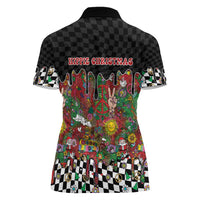 Hippie Christmas Women Polo Shirt Doodle Style - Wonder Print Shop