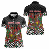 Hippie Christmas Women Polo Shirt Doodle Style - Wonder Print Shop
