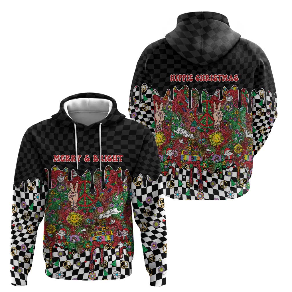 Hippie Christmas Zip Hoodie Doodle Style - Wonder Print Shop