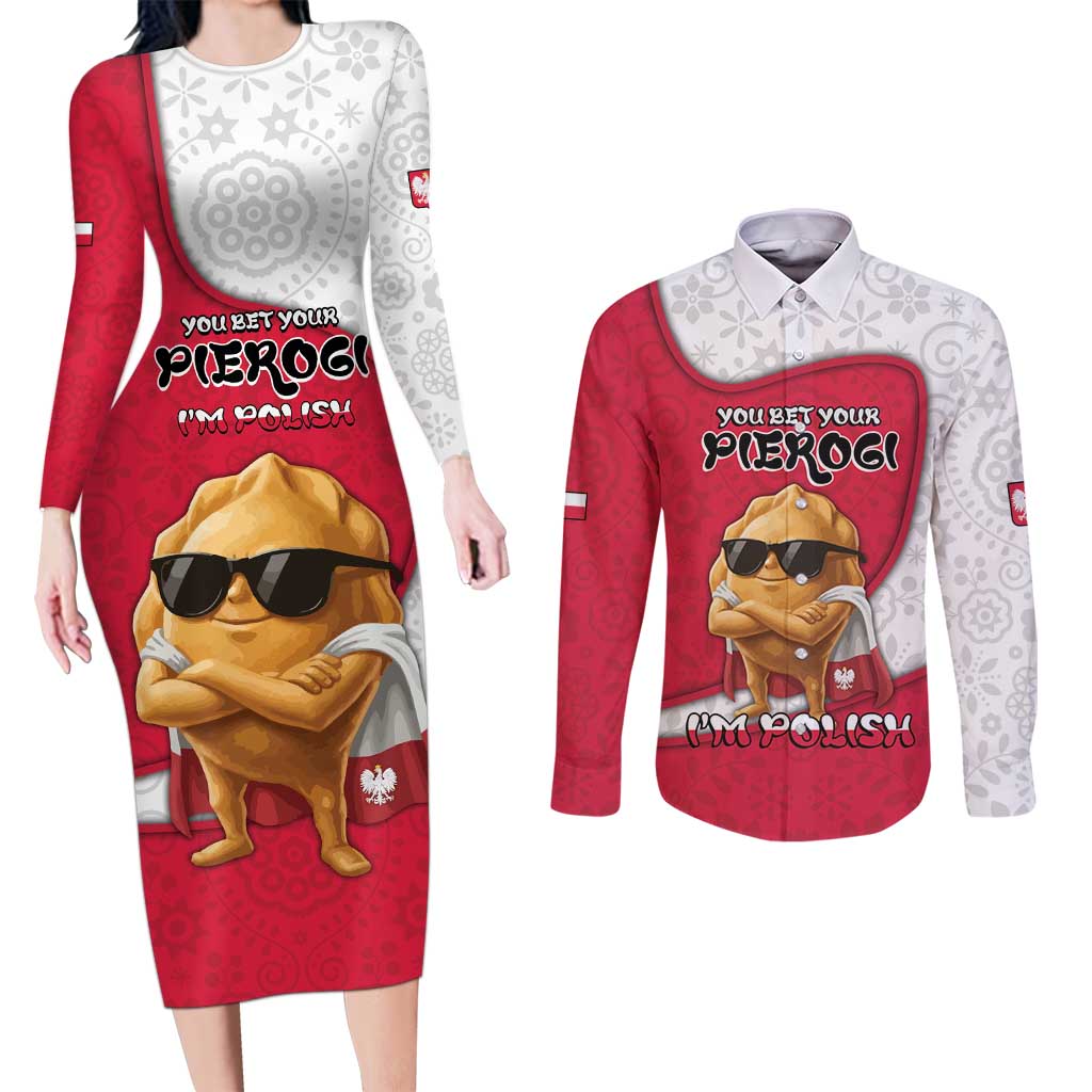 Personalized Poland Couples Matching Long Sleeve Bodycon Dress and Long Sleeve Button Shirt The Cool Pierogi Funny Style