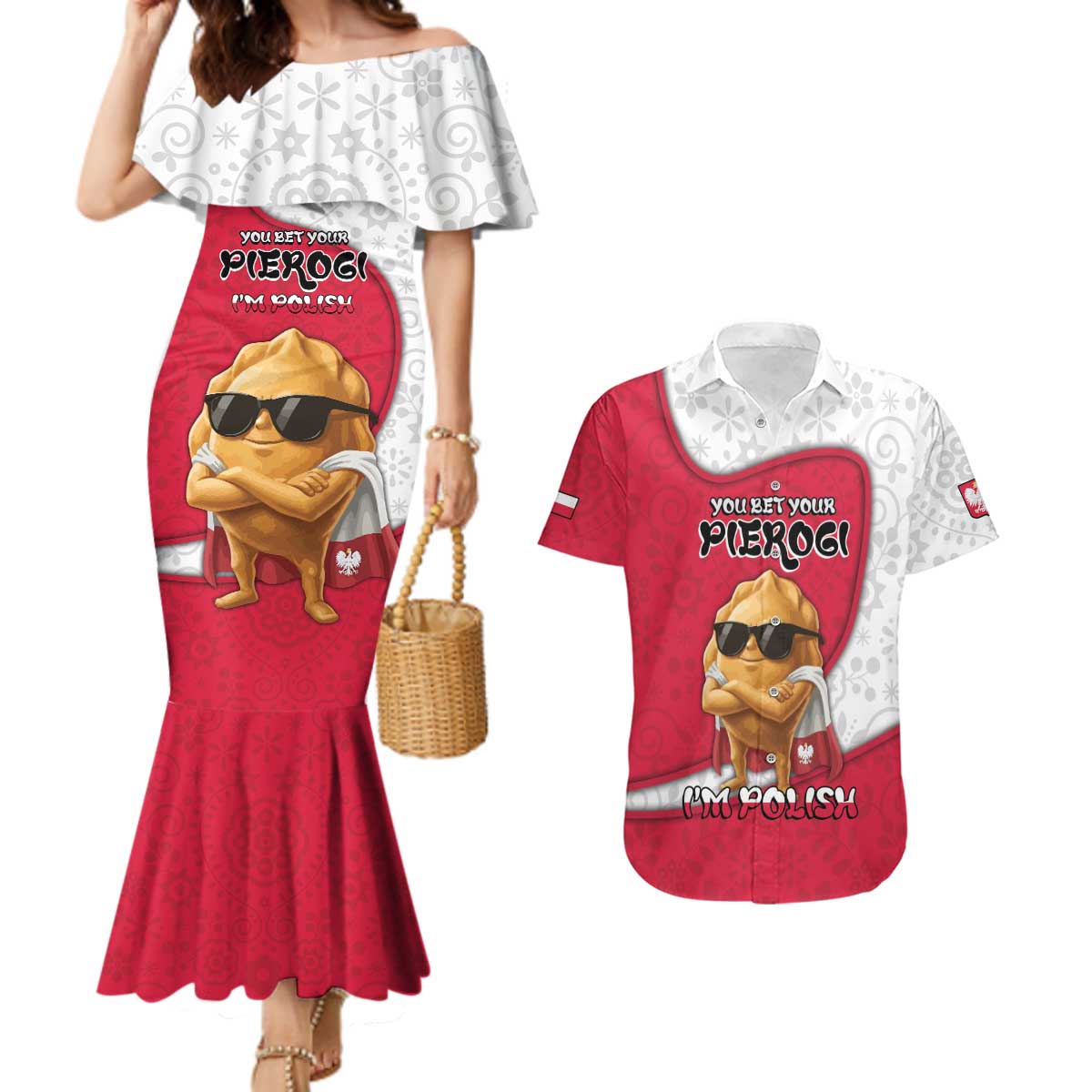 Personalized Poland Couples Matching Mermaid Dress and Hawaiian Shirt The Cool Pierogi Funny Style