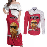 Personalized Poland Couples Matching Off Shoulder Maxi Dress and Long Sleeve Button Shirt The Cool Pierogi Funny Style
