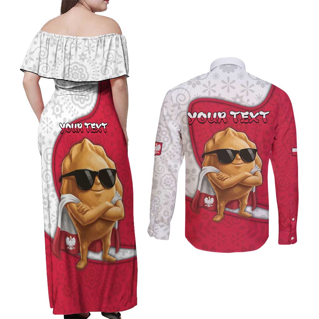 Personalized Poland Couples Matching Off Shoulder Maxi Dress and Long Sleeve Button Shirt The Cool Pierogi Funny Style