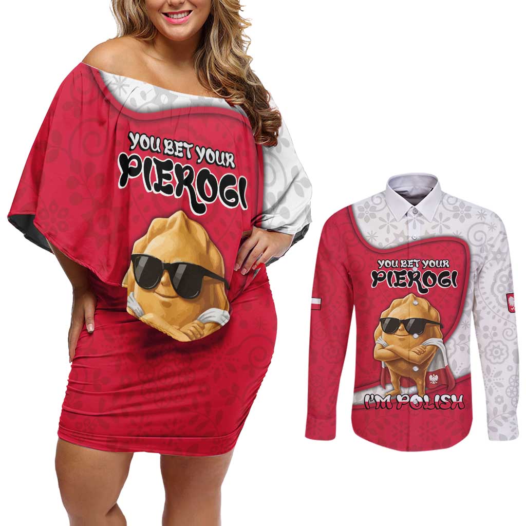 Personalized Poland Couples Matching Off Shoulder Short Dress and Long Sleeve Button Shirt The Cool Pierogi Funny Style