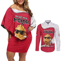 Personalized Poland Couples Matching Off Shoulder Short Dress and Long Sleeve Button Shirt The Cool Pierogi Funny Style