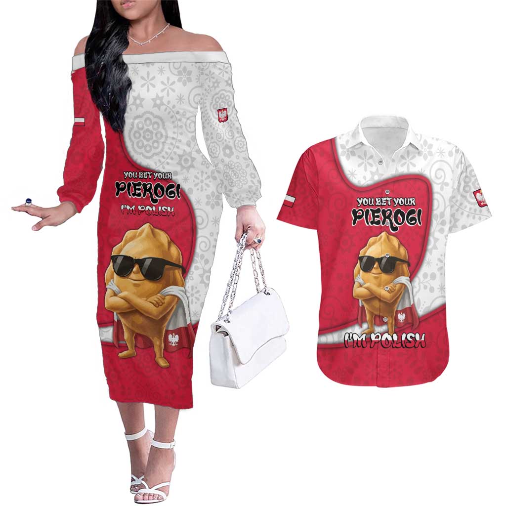Personalized Poland Couples Matching Off The Shoulder Long Sleeve Dress and Hawaiian Shirt The Cool Pierogi Funny Style