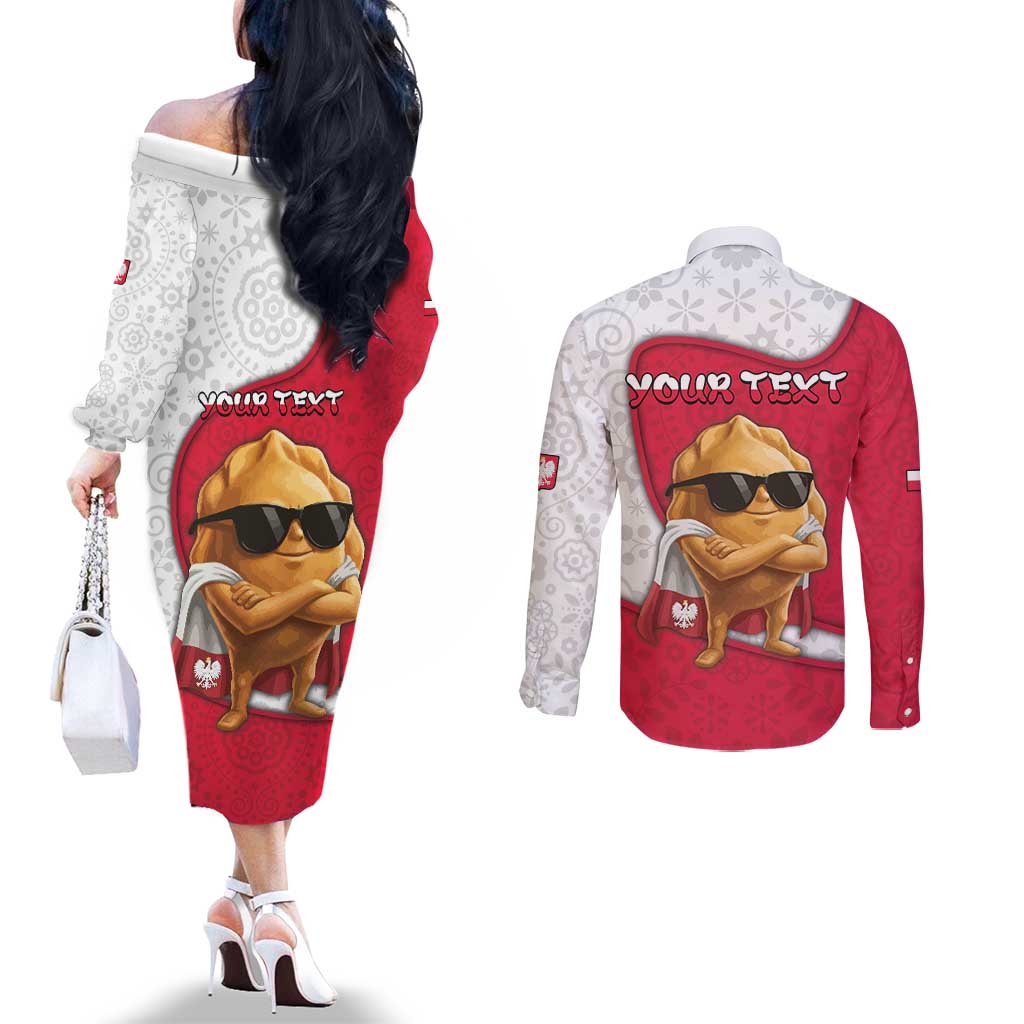 Personalized Poland Couples Matching Off The Shoulder Long Sleeve Dress and Long Sleeve Button Shirt The Cool Pierogi Funny Style