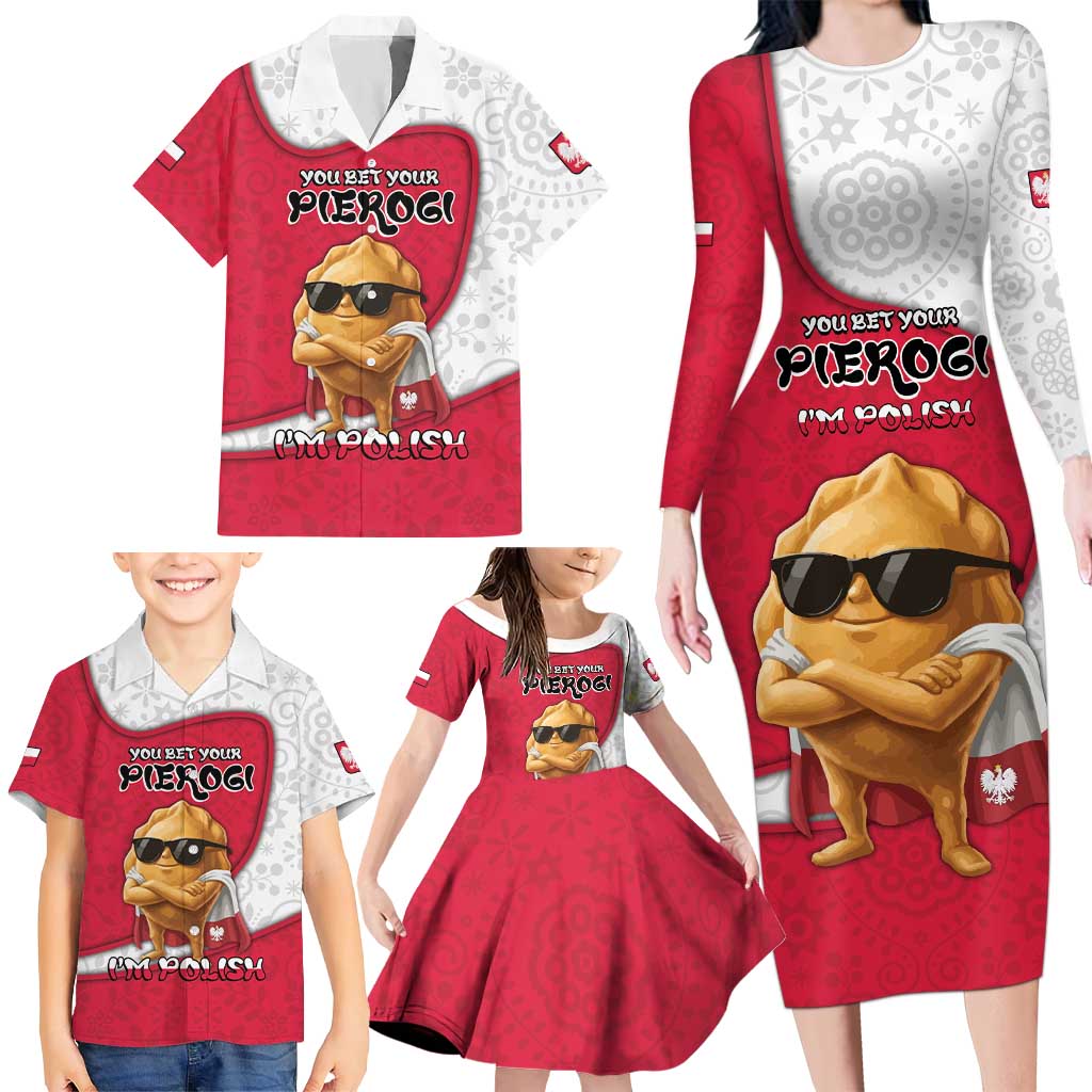 Personalized Poland Family Matching Long Sleeve Bodycon Dress and Hawaiian Shirt The Cool Pierogi Funny Style