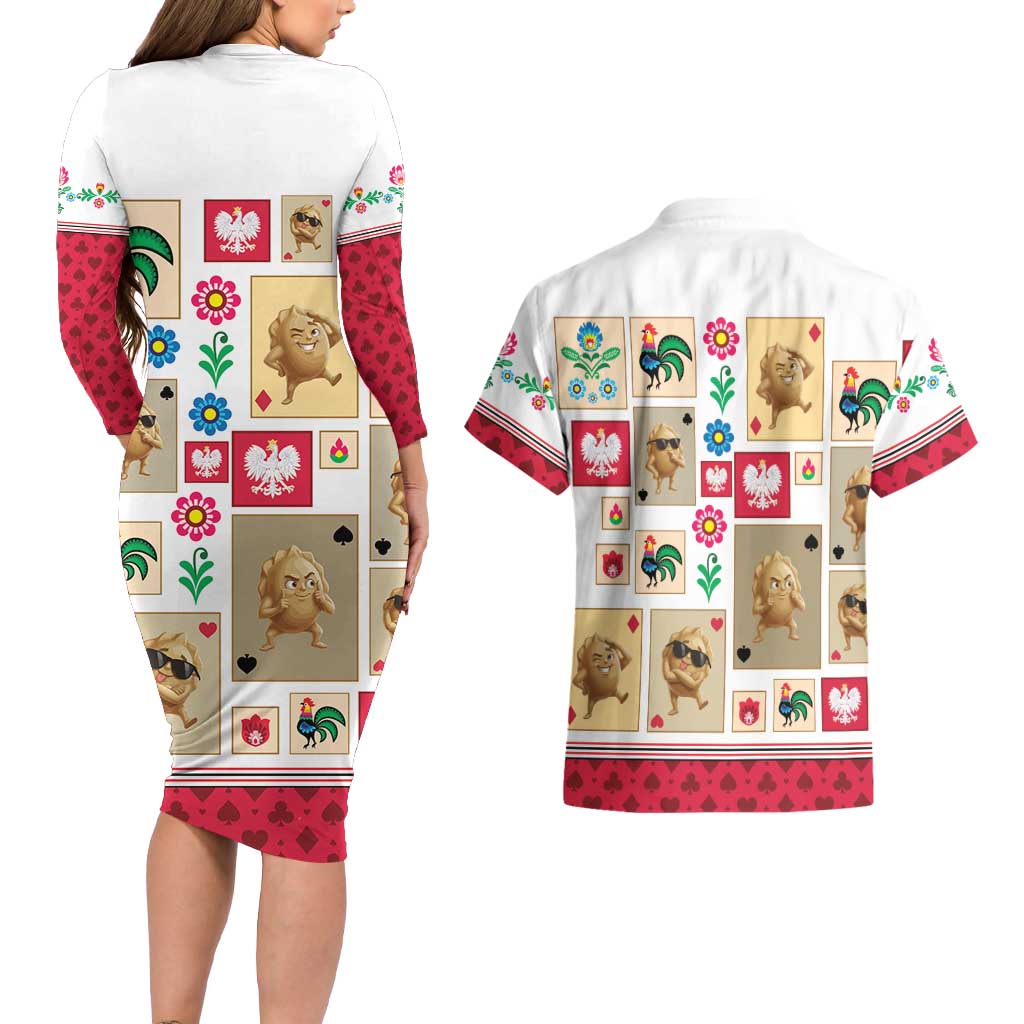Poland Couples Matching Long Sleeve Bodycon Dress and Hawaiian Shirt Pierogi Tysiac 1000