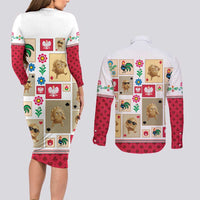 Poland Couples Matching Long Sleeve Bodycon Dress and Long Sleeve Button Shirt Pierogi Tysiac 1000