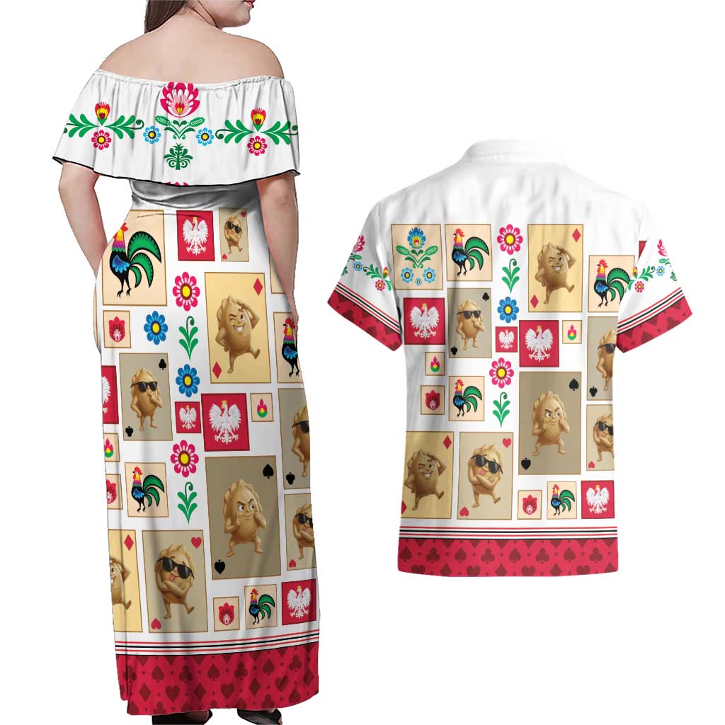 Poland Couples Matching Off Shoulder Maxi Dress and Hawaiian Shirt Pierogi Tysiac 1000