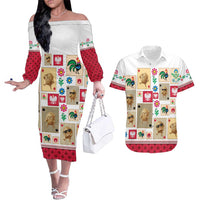 Poland Couples Matching Off The Shoulder Long Sleeve Dress and Hawaiian Shirt Pierogi Tysiac 1000