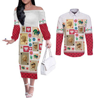 Poland Couples Matching Off The Shoulder Long Sleeve Dress and Long Sleeve Button Shirt Pierogi Tysiac 1000
