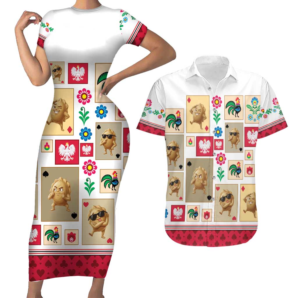 Poland Couples Matching Short Sleeve Bodycon Dress and Hawaiian Shirt Pierogi Tysiac 1000
