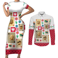 Poland Couples Matching Short Sleeve Bodycon Dress and Long Sleeve Button Shirt Pierogi Tysiac 1000