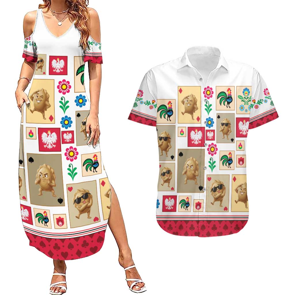 Poland Couples Matching Summer Maxi Dress and Hawaiian Shirt Pierogi Tysiac 1000