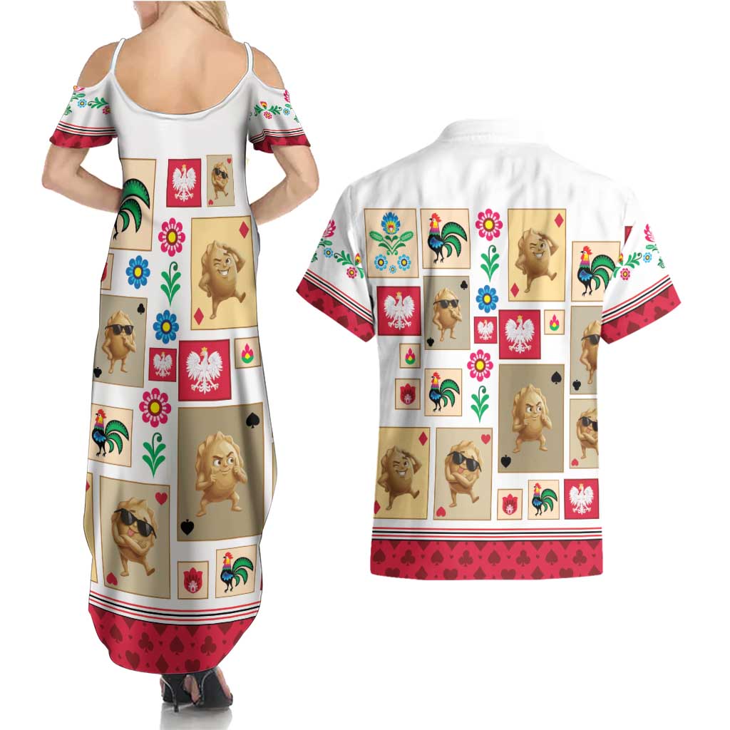 Poland Couples Matching Summer Maxi Dress and Hawaiian Shirt Pierogi Tysiac 1000
