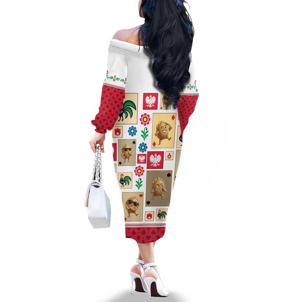 Poland Family Matching Off The Shoulder Long Sleeve Dress and Hawaiian Shirt Pierogi Tysiac 1000