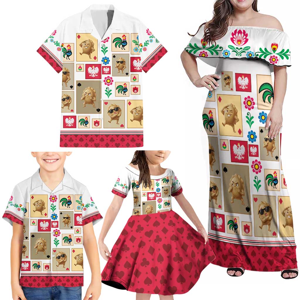 Poland Family Matching Off Shoulder Maxi Dress and Hawaiian Shirt Pierogi Tysiac 1000