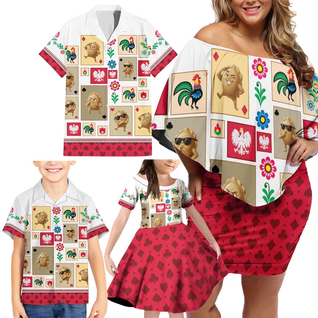 Poland Family Matching Off Shoulder Short Dress and Hawaiian Shirt Pierogi Tysiac 1000