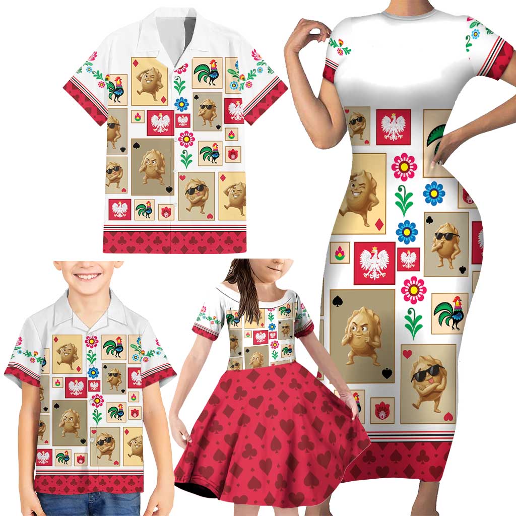 Poland Family Matching Short Sleeve Bodycon Dress and Hawaiian Shirt Pierogi Tysiac 1000