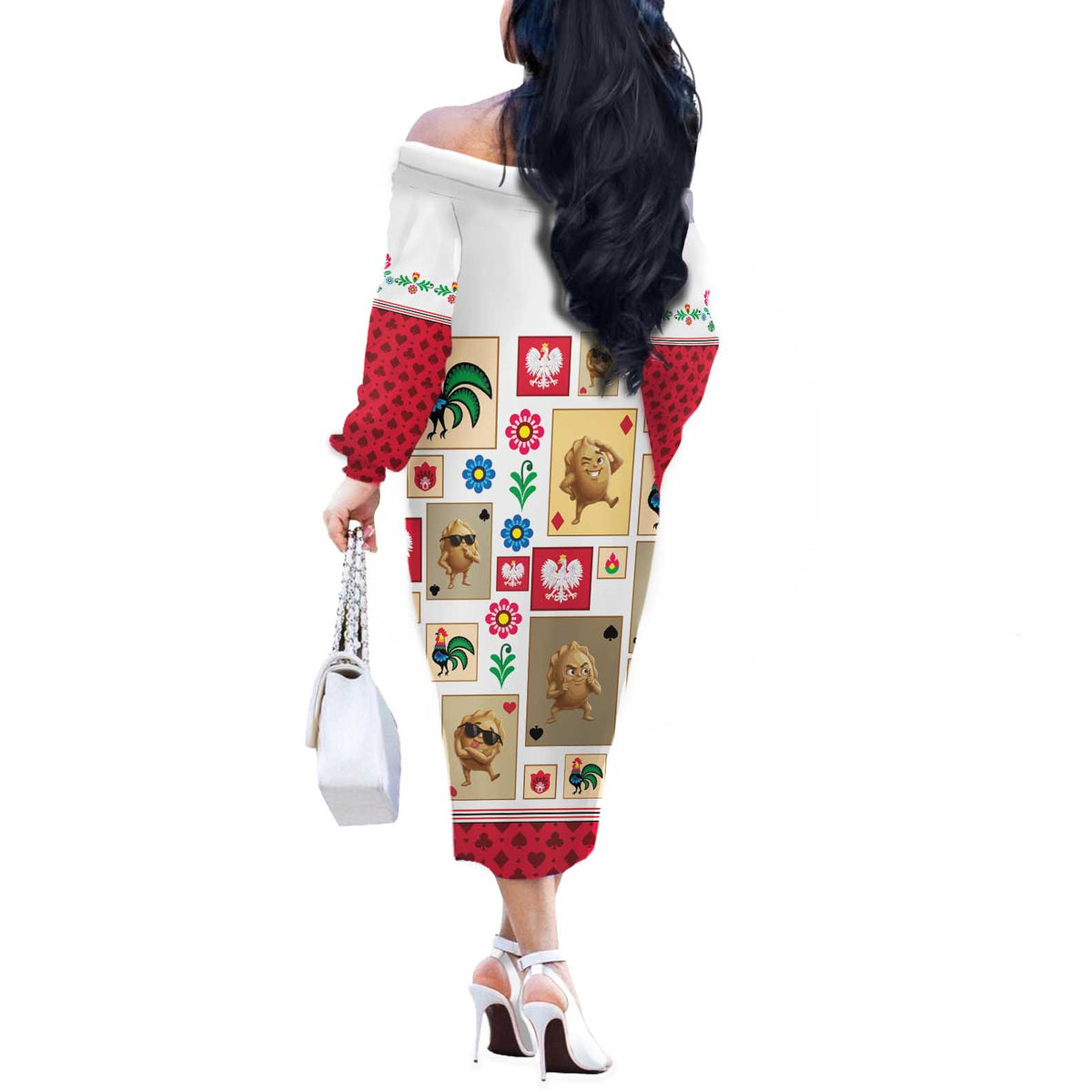 Poland Off The Shoulder Long Sleeve Dress Pierogi Tysiac 1000