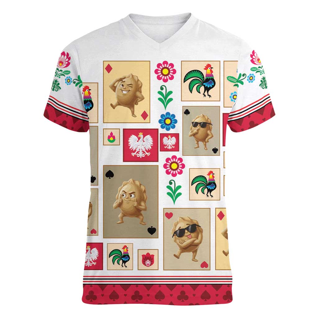 Poland Women V-Neck T-Shirt Pierogi Tysiac 1000