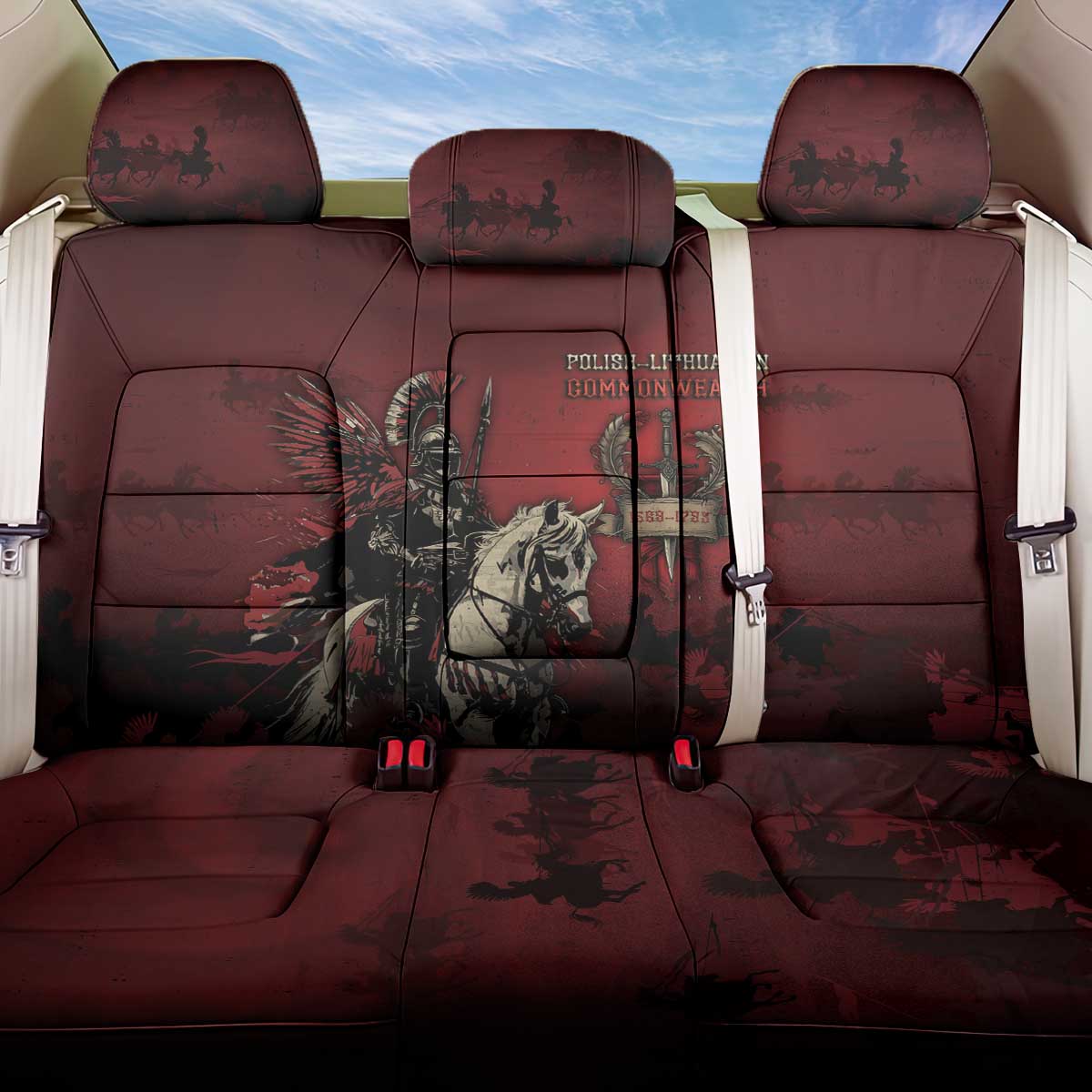 Polish Lithuanian Commonwealth Back Car Seat Cover Winged Hussar Warrior Battle Of Vienna