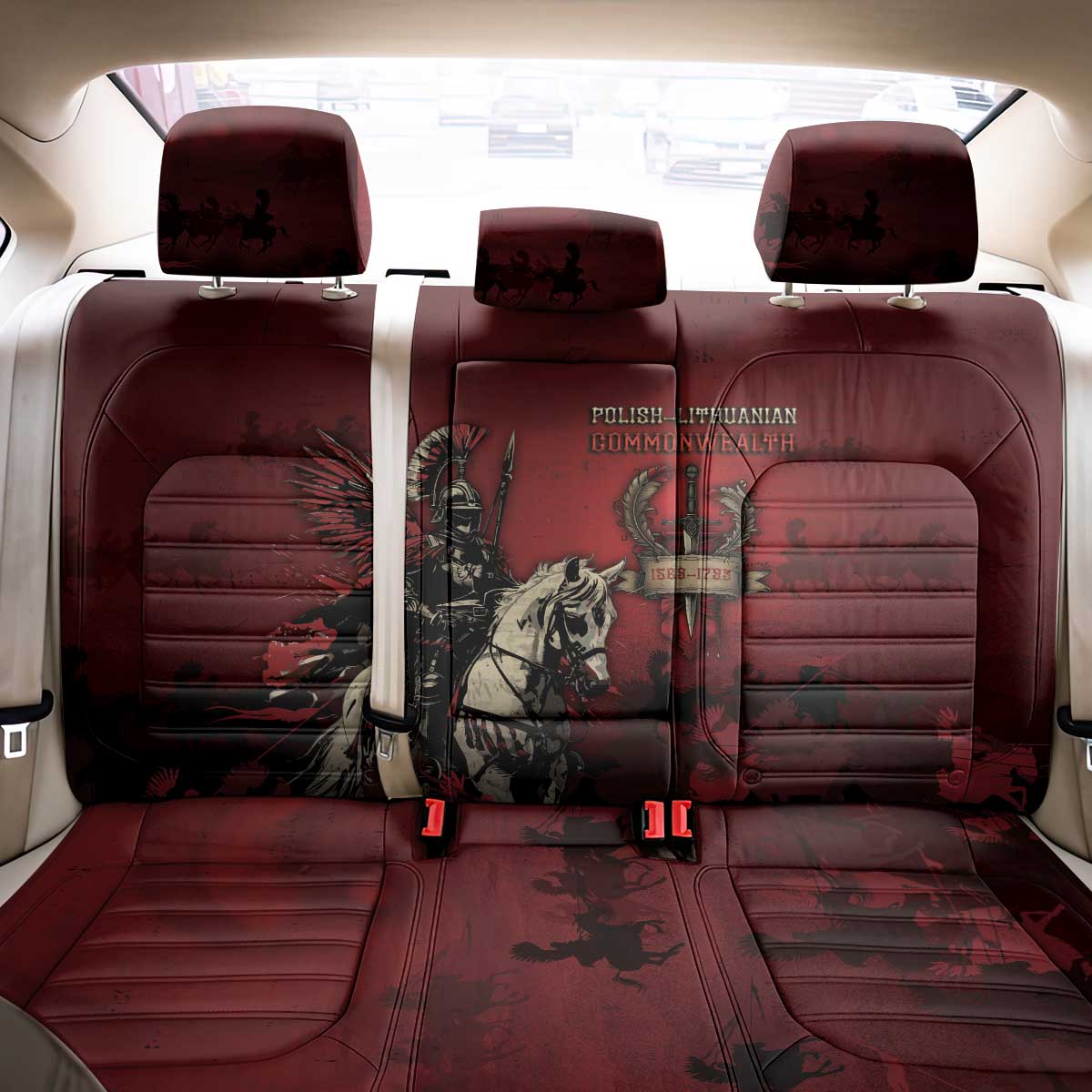 Polish Lithuanian Commonwealth Back Car Seat Cover Winged Hussar Warrior Battle Of Vienna