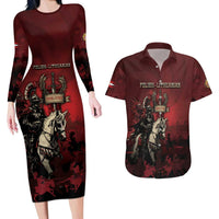 Polish Lithuanian Commonwealth Couples Matching Long Sleeve Bodycon Dress and Hawaiian Shirt Winged Hussar Warrior Battle Of Vienna