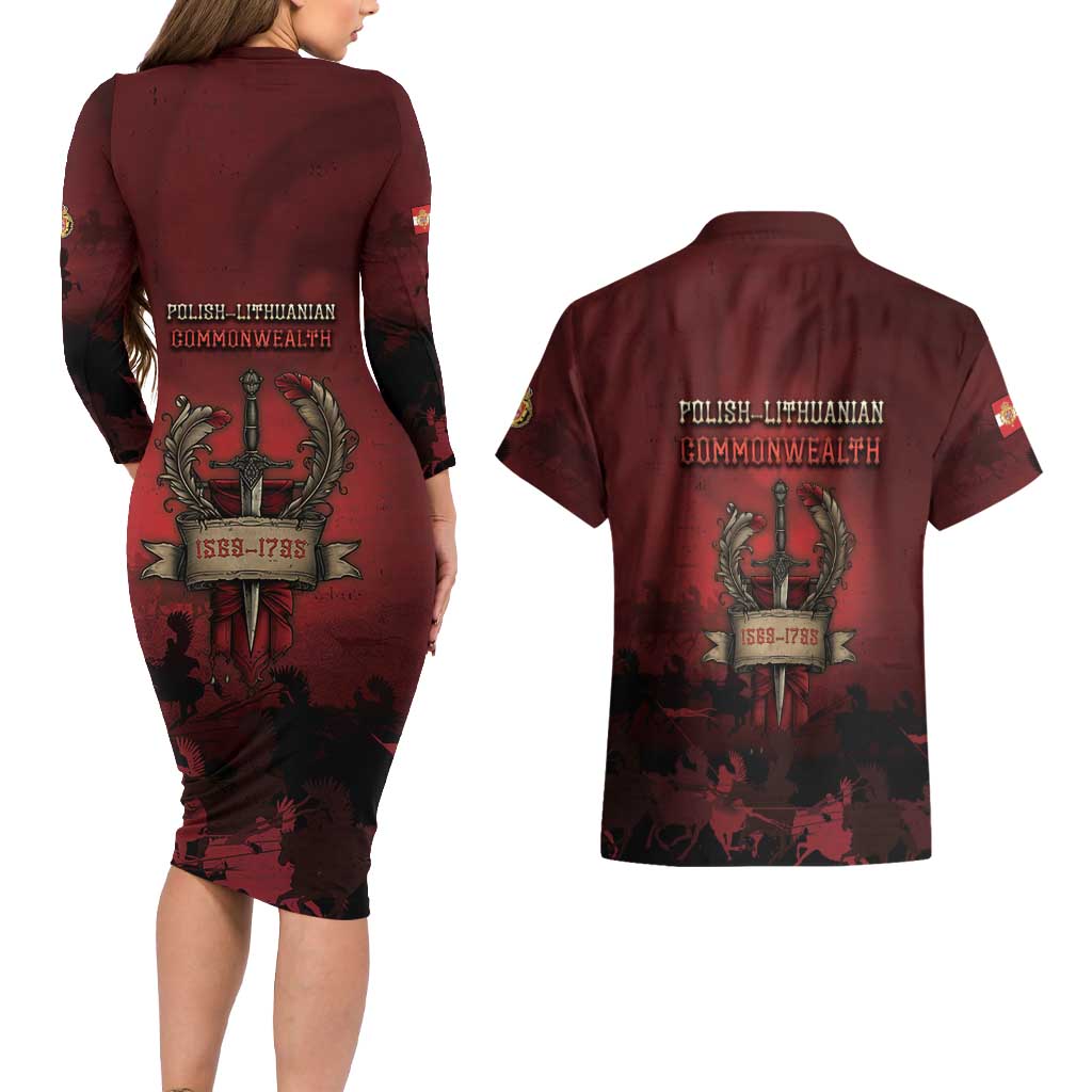 Polish Lithuanian Commonwealth Couples Matching Long Sleeve Bodycon Dress and Hawaiian Shirt Winged Hussar Warrior Battle Of Vienna