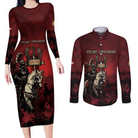 Polish Lithuanian Commonwealth Couples Matching Long Sleeve Bodycon Dress and Long Sleeve Button Shirt Winged Hussar Warrior Battle Of Vienna