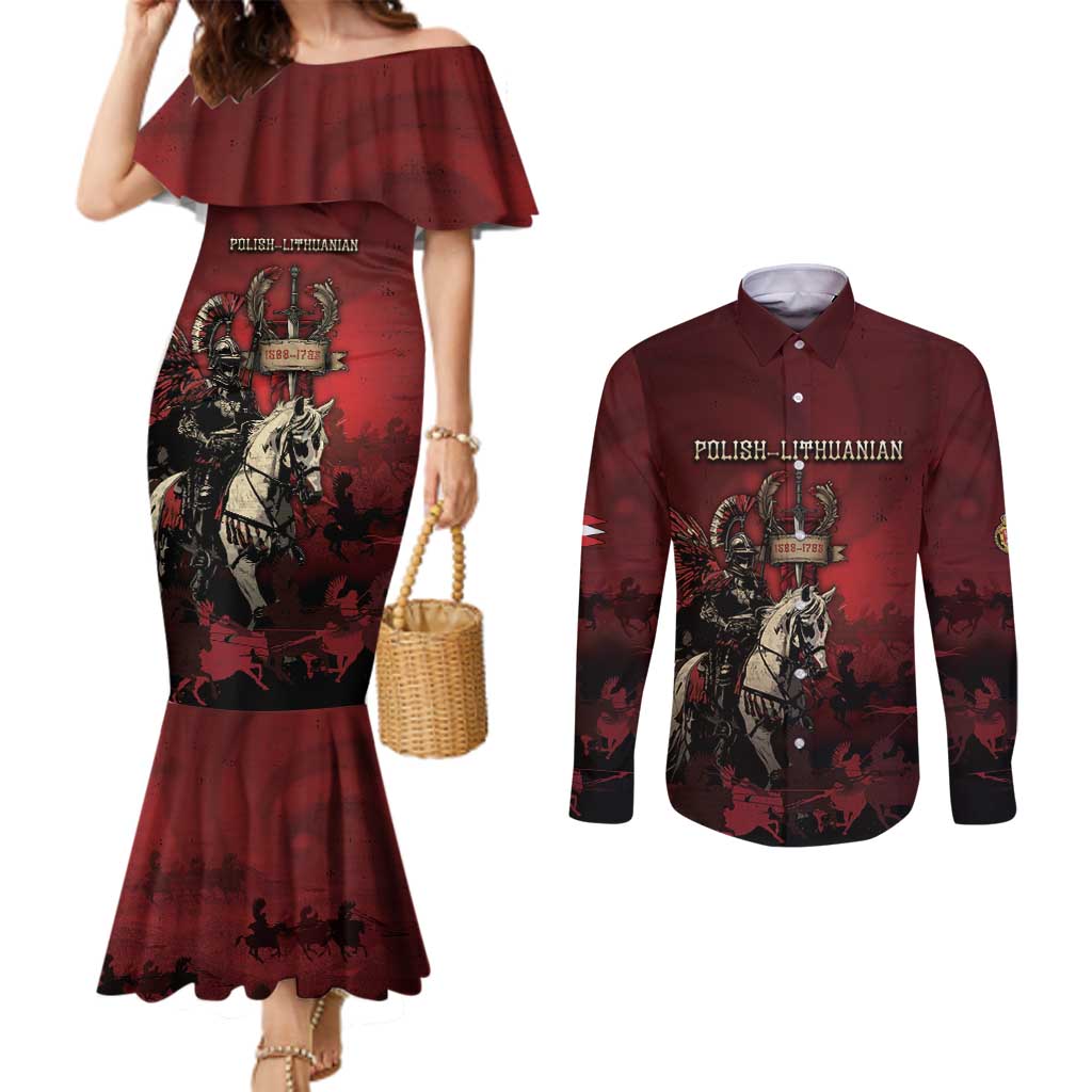 Polish Lithuanian Commonwealth Couples Matching Mermaid Dress and Long Sleeve Button Shirt Winged Hussar Warrior Battle Of Vienna