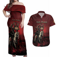Polish Lithuanian Commonwealth Couples Matching Off Shoulder Maxi Dress and Hawaiian Shirt Winged Hussar Warrior Battle Of Vienna