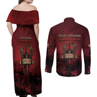 Polish Lithuanian Commonwealth Couples Matching Off Shoulder Maxi Dress and Long Sleeve Button Shirt Winged Hussar Warrior Battle Of Vienna