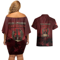 Polish Lithuanian Commonwealth Couples Matching Off Shoulder Short Dress and Hawaiian Shirt Winged Hussar Warrior Battle Of Vienna