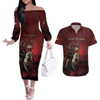 Polish Lithuanian Commonwealth Couples Matching Off The Shoulder Long Sleeve Dress and Hawaiian Shirt Winged Hussar Warrior Battle Of Vienna