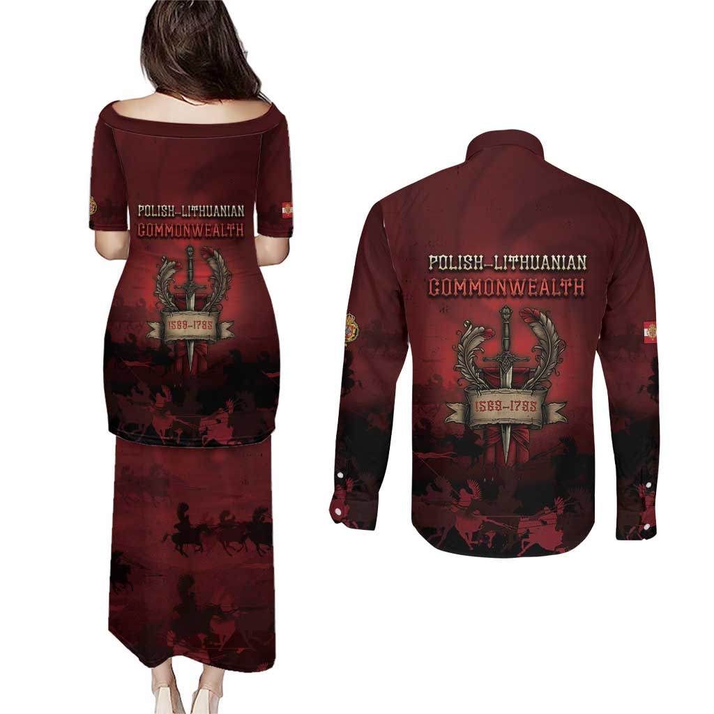 Polish Lithuanian Commonwealth Couples Matching Puletasi and Long Sleeve Button Shirt Winged Hussar Warrior Battle Of Vienna